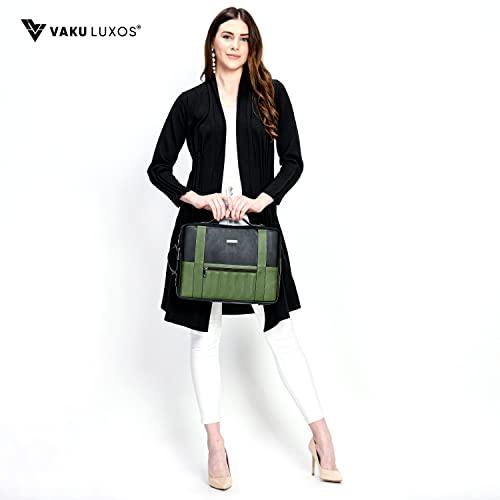 Vaku Luxos ® BARCELONA Laptop Messenger Bag| Briefcase for Men and Women with Premium Collection Sleeve for Macbook 13"|14" with highly durable Straps (Black & Green) - Nalanda Enterprises