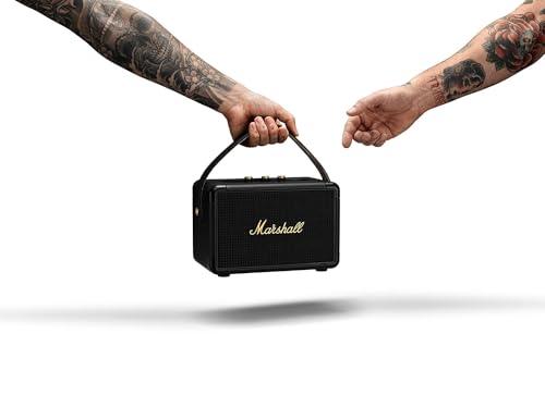 Marshall Kilburn II Portable Bluetooth Speaker with 20+ Hours of Portable Playtime, (360° Sound), Water-Resistant (IPX2) Black & Brass. - Nalanda Enterprises