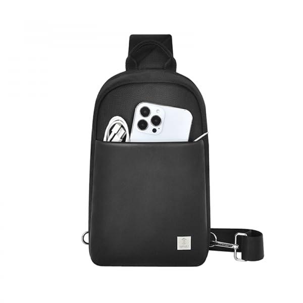 Amzgear WIWU Chest Bag For Men and Women Fashion Messenger Bag For Man Passport wallet with shoulder Strap, Travel cross body bag | Stylish Sling bag| Black - Nalanda Enterprises