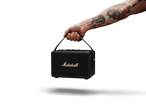 Marshall Kilburn II Portable Bluetooth Speaker with 20+ Hours of Portable Playtime, (360° Sound), Water-Resistant (IPX2) Black & Brass. - Nalanda Enterprises