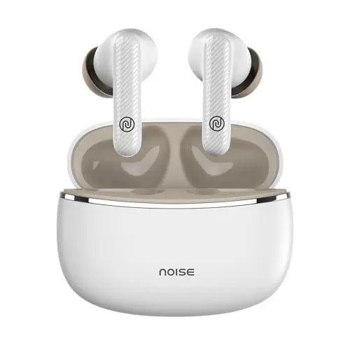 Noise Aura Buds in-Ear Truly Wireless Earbuds with 60H of Playtime, Quad Mic with ENC, Dual Device Pairing, Instacharge(10 min=150 min),12mm Polymer Composite Driver,BT v5.3(Aura White) - Nalanda Enterprises