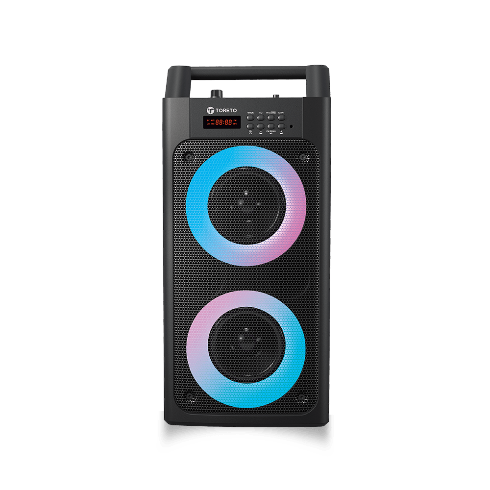 Toreto Party 30 with Karaoke Mic, RGB Light Support USB & SD Card, Aux, 5 Hr Playtime 30 W Bluetooth Party Speake - Nalanda Enterprises