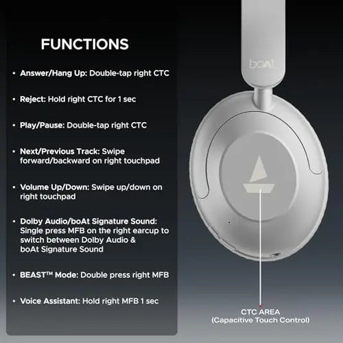 boAt headphones touch controls and functions guide, Nalanda Enterprises India