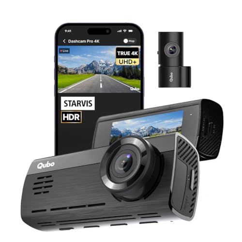 Qubo Car Dashcam Pro 4K | True 4K with Sony STARVIS IMX415 Sensor | Dual Channel | ADAS | NightPulse Vision | 8MP UHD+ Front (140°), 2MP FHD Rear | 2.8" LCD | Built-in GPS, Wi-Fi | Up to 1TB Storage|B0CYWN36YH