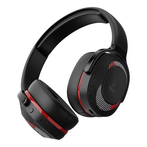 boAt Rockerz 425 Bluetooth Wireless Over Ear Headphones with Mic Signature Sound, Beast Mode for Gaming, Enx Tech, ASAP Charge, 25H Playtime, Bluetooth V5.2 (Active Black) - Nalanda Enterprises