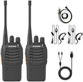 2 Pack BAOFENG BF-888S Walkie Talkie USB-C Charging 16 Channels Ham Radio Upgraded H-888S Two Way Radio for Adult with Earpiece and Programming Cable (Black)