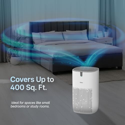 Qubo Smart Air Purifier Q400 for Home by Hero Group | 400 Sqft | 99.99% Allergen Removal | HEPA H13 | 9000 Hrs Filter Life | App & Voice Control | Energy Saving | Ultra-Quiet BLDC Motor (White)|B0CMHDMPWX