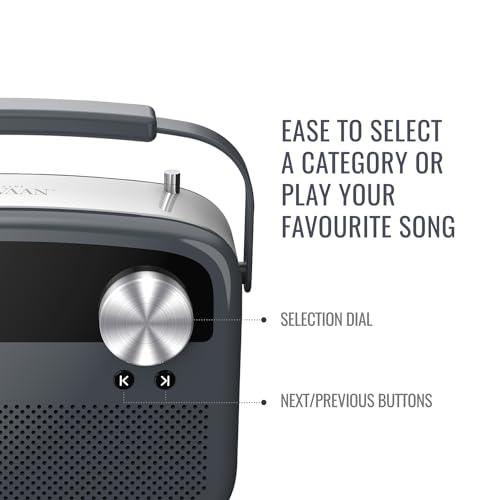 Saregama Carvaan Lite Hindi - Portable Music Player with 3000 Pre-Loaded Evergreen Songs, FM/BT/AUX (Graphite Grey) - Nalanda Enterprises