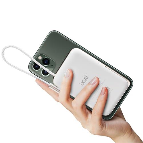 boAt Energyshroom PB330 MagnaCharge 10000 mAh Magnetic Wireless Power Bank w/ 15W Wireless Charging, Metal Stand,Magnacharge Ring for iPhone and Android Phones w/Wireless Charge(Black) - Nalanda Enterprises