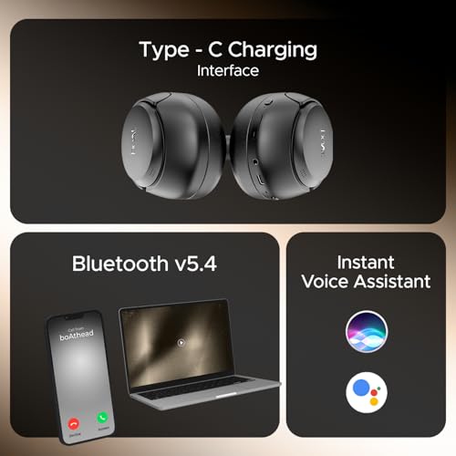 boAt New Launch Rockerz 551 ANC Pro, 42dB Hybrid Adaptive ANC, App Support, 72Hrs Battery, 40mm Titanium Drivers,ENx Tech,Foldable Cups Bluetooth Over Ear Headphones with Mic (Cosmic Black)