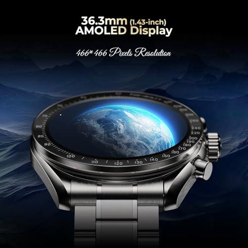 Fire-Boltt Moonwatch 36.3mm (1.43 inch) AMOLED Display, Wireless Charging, Metallic Frame, Stainless Steel Luxury Straps, Complete Health Suite, Bluetooth Calling, Sports Modes - Nalanda Enterprises