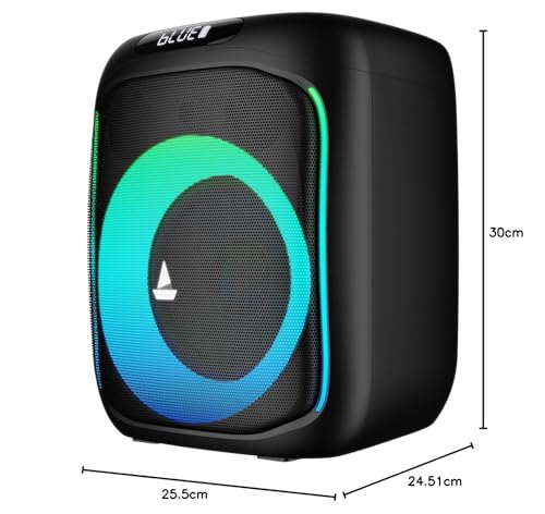 boAt PartyPal 63 Pro Bluetooth Speaker with 30 W Signature Sound, Karaoke with Mic, Customizable RGB LEDs, Wireless Mic, Upto 8 hrs Playback, BTv5.3, TWS Mode, Bass Boost, AUX & Port(Midnight Black)|B0D9VKLC6B