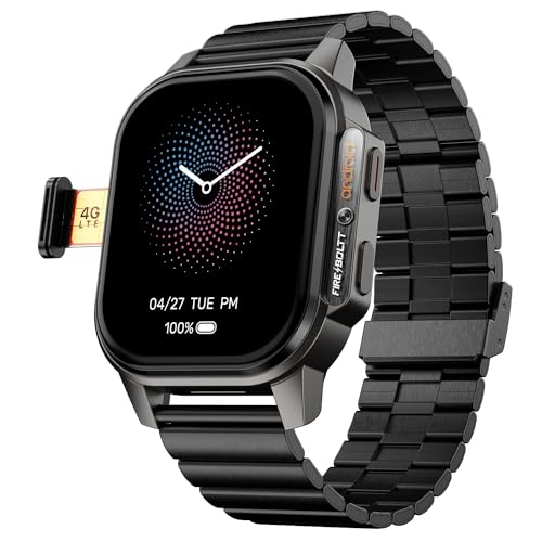 Fire-Boltt Snapp Smart Watch, Selfie Camera, 4G Nano-SIM Slot, 54.1mm AMOLED Display, Play Store- Unlimited apps, 1000mAh Battery, 2GB/4GB RAM + 16GB/64GB ROM (Jet Black Luxe)|B0D6BT12G8