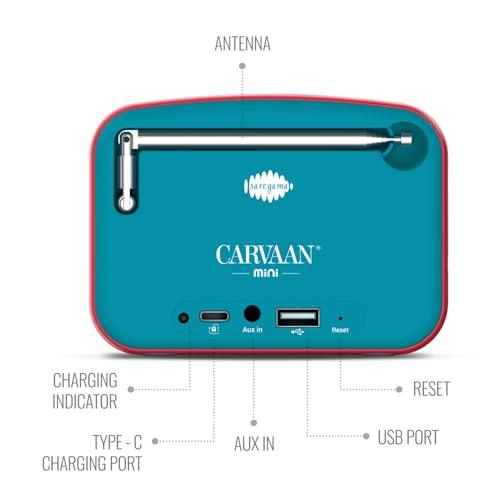 Saregama Carvaan Mini Hindi - Music Player with 401 Pre-Loaded Retro Songs, Bluetooth/FM/AM/AUX, Type-C Charger (Ocean Green) - Nalanda Enterprises
