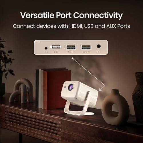 Portronics Beem 480 Smart LED Projector with 1080p Full HD Resolution, 5100 Lumens, Built in OTT Apps(White) - Nalanda Enterprises