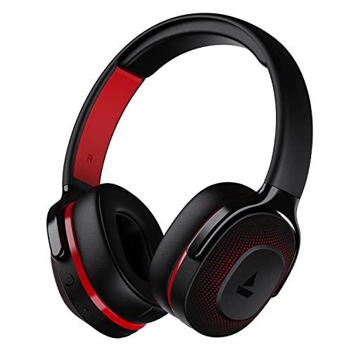 boAt Rockerz 425 Bluetooth Wireless Over Ear Headphones with Mic Signature Sound, Beast Mode for Gaming, Enx Tech, ASAP Charge, 25H Playtime, Bluetooth V5.2 (Active Black) - Nalanda Enterprises
