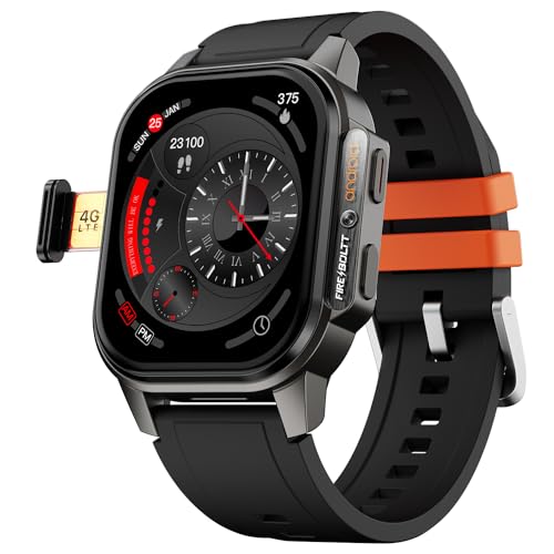 Fire-Boltt Snapp Smart Watch, Selfie Camera, 4G Nano-SIM Slot, 54.1mm AMOLED Display, Play Store- Unlimited apps, 1000mAh Battery, 2GB/4GB RAM + 16GB/64GB ROM (Archaic Black)|B0D6BWLMNZ