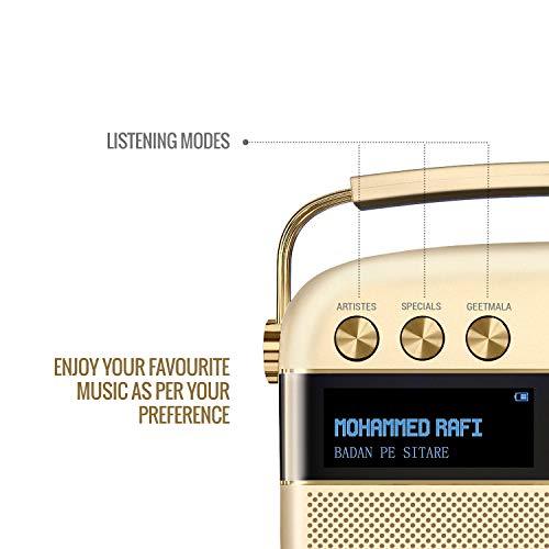 Saregama Carvaan Hindi Portable Music Player - Sound by Harman/Kardon with 5000 Preloaded songs, FM/ BT/AUX - Wine Gold (Champagne Gold) - Nalanda Enterprises