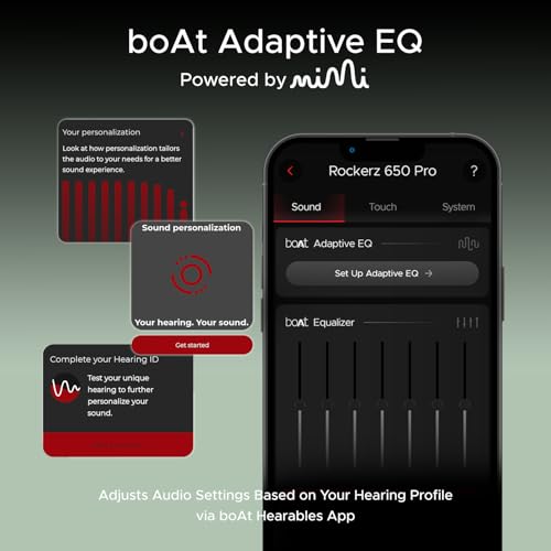 boAt New Launch Rockerz 650 Pro, Touch/Swipe Controls, Dolby Audio, 80Hrs Battery, 2Mics ENx, Fast Charge, App Support, Dual Pair, Bluetooth Over Ear Headphones with Mic (Iris Black)