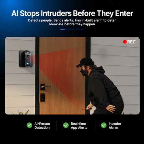 Qubo Smart Wi-Fi Video Doorbell Pro 2K from Hero Group | Instant Phone Visitor Video Call | Intruder Alarm | 3MP 1296P Resolution | 2-Way Talk | NightPulse Vision|B0D1BYW5WZ