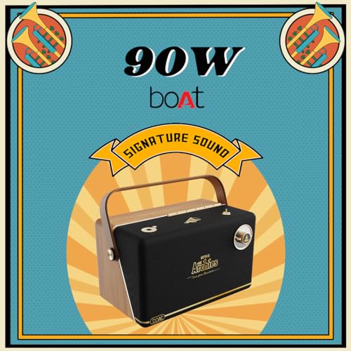 boAt Stone Majestic Archies Edition Bluetooth Speaker w/ 90W Signature Sound, 6 HRS Playtime, Dual Full Range Drivers + Built-in Subwoofer, Dual EQ Modes: Movies & Music(Black Jukebox) - Nalanda Enterprises