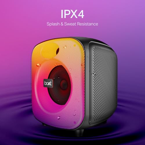 Boat 2025 Launch, PartyPal 65 Pro, 42W Signature Sound, Wireless Karaoke Mic, 8H Battery,RGB LEDs, TWS, Bass Boost, Multi Port, Bluetooth Speaker, Wireless Speaker, Portable Speaker (Premium Black)|B0FLYBFZL5