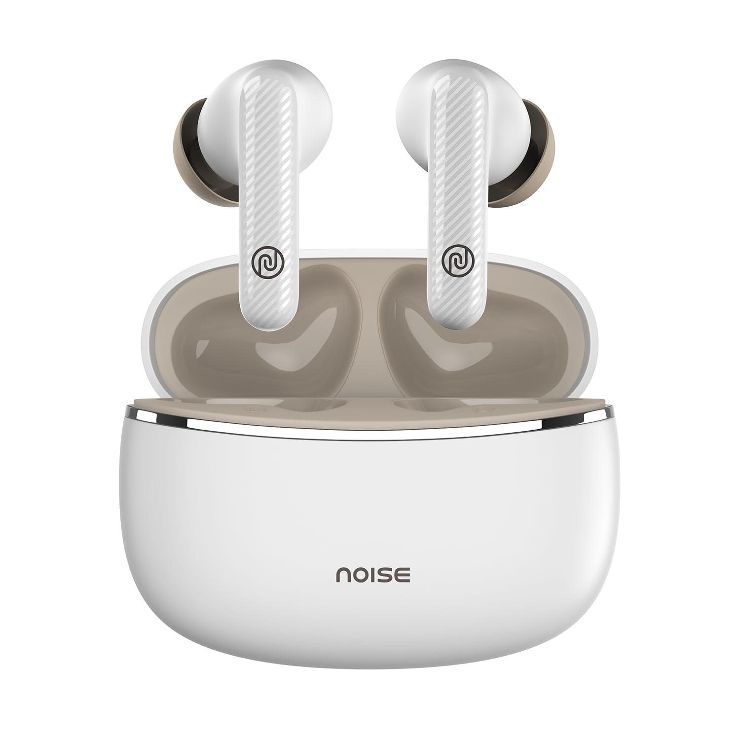 Noise Aura Buds in-Ear Truly Wireless Earbuds with 60H of Playtime, Quad Mic with ENC, Dual Device Pairing, Instacharge(10 min=150 min),12mm Polymer Composite Driver,BT v5.3(Aura White) - Nalanda Enterprises
