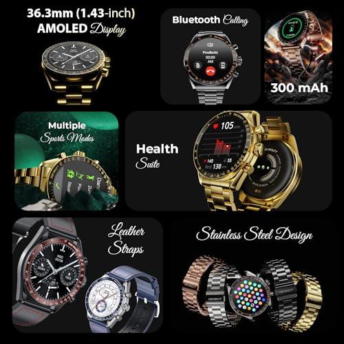 Fire-Boltt Moonwatch 36.3mm (1.43 inch) AMOLED Display, Wireless Charging, Metallic Frame, Stainless Steel Luxury Straps, Complete Health Suite, Bluetooth Calling, Sports Modes - Nalanda Enterprises