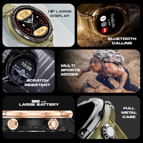 Fire-Boltt Armour, Sporty Rugged Outdoor Smart Watch with a 1.6" High-Resolution HD Display, Shockproof Metal Body, Bluetooth Calling 600 mAh Battery - Nalanda Enterprises