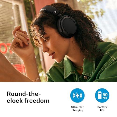 Sennheiser Accentum Plus Wireless Bluetooth Over Ear Headphones-Designed in Germany with Quick-Charge,50H Battery(with ANC),Adaptive Hybrid ANC,Sound Personalization and 2 Yr Warranty-Black - Nalanda Enterprises