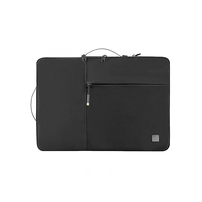WIWU | Alpha Slim Sleeve Laptop Bag | Water-resistant - Durable YKK Zipper | Faux fur lining protection - Retractable waterproof TPU handle - Multi-layer storage space. | Black - Nalanda Enterprises