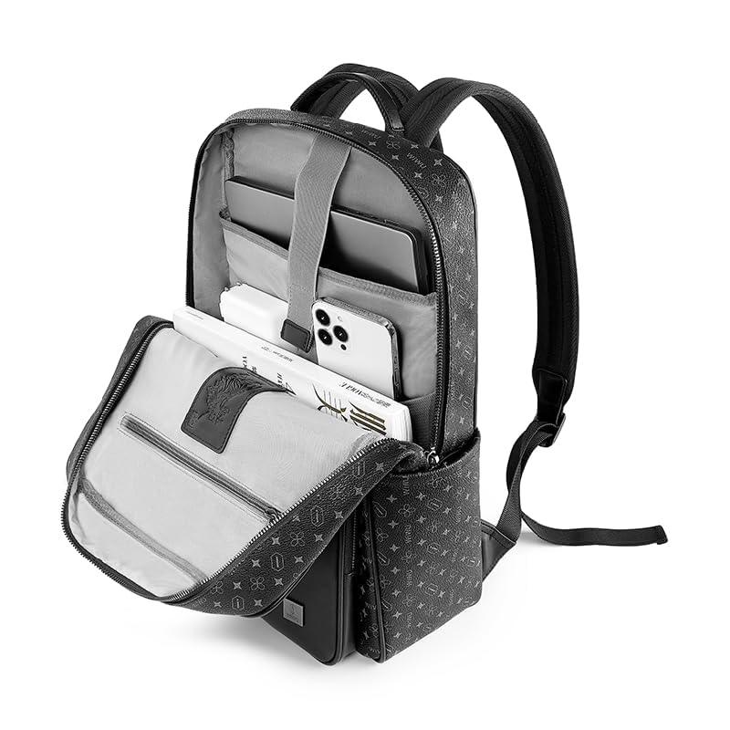 WIWU Master Fingerprint Lock Leather Backpack, Black - Nalanda Enterprises