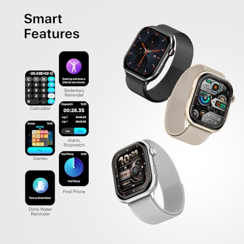 Fire-Boltt Brillia Smart Watch with 51.3mm (2.02 inch) AMOLED Display, Bluetooth Calling, SpO2, Heart Rate Monitoring, 120+ Sports Modes (Brillia, Black)
