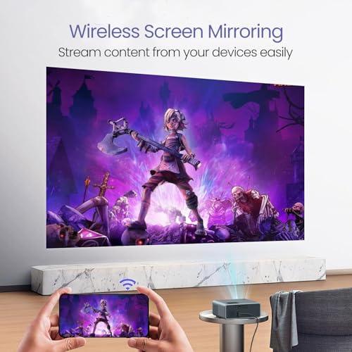 Portronics Beem 450 Smart LED Projector with 1080p Full HD Resolution, Built-in Streaming Apps (Netflix, Prime Video, Hotstar), 4000 Lumens, Screen Mirroring, 5 Watt Speaker (Grey) - Nalanda Enterprises