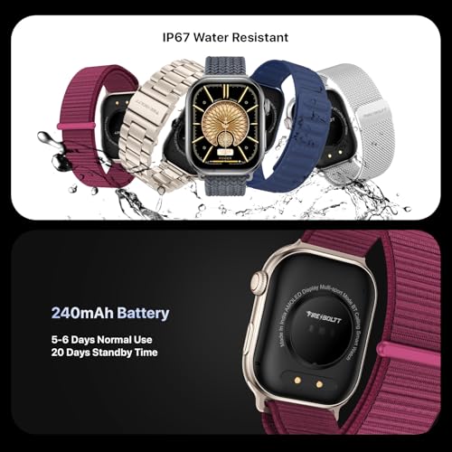 Fire-Boltt Brillia Smart Watch with 51.3mm (2.02 inch) AMOLED Display, Bluetooth Calling, SpO2, Heart Rate Monitoring, 120+ Sports Modes (Brillia, Black)