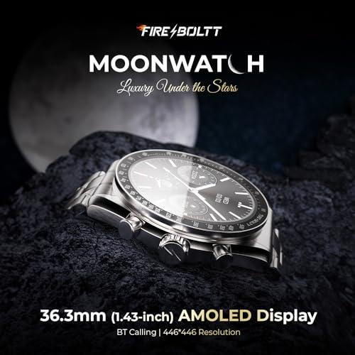 Fire-Boltt Moonwatch 36.3mm (1.43 inch) AMOLED Display, Wireless Charging, Metallic Frame, Stainless Steel Luxury Straps, Complete Health Suite, Bluetooth Calling, Sports Modes - Nalanda Enterprises