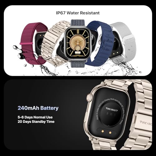 Fire-Boltt Brillia Smart Watch with 51.3mm (2.02 inch) AMOLED Display, Bluetooth Calling, SpO2, Heart Rate Monitoring, 120+ Sports Modes (Brillia, Black)