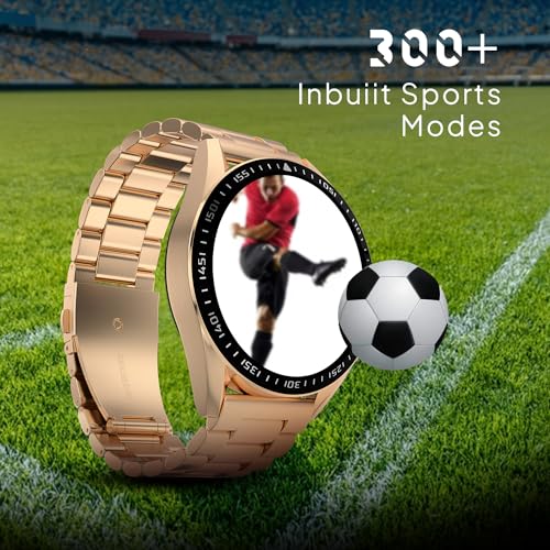 Fire-Boltt Invincible Plus 1.43" AMOLED Display Smartwatch with Bluetooth Calling, TWS Connection, 300+ Sports Modes, 110 in-Built Watch Faces, 4GB Storage & AI Voice Assistant (Rose Gold SS) - Nalanda Enterprises