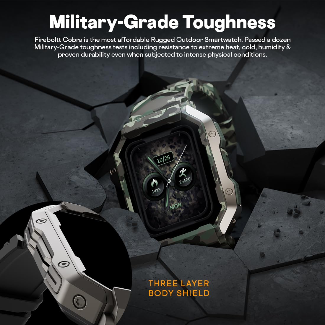 Fire-Boltt Strike Smart Watch 1.95” AMOLED Display, 800 NITS Brightness, 123 Sports Modes, Bluetooth Calling, Always On Mechanism