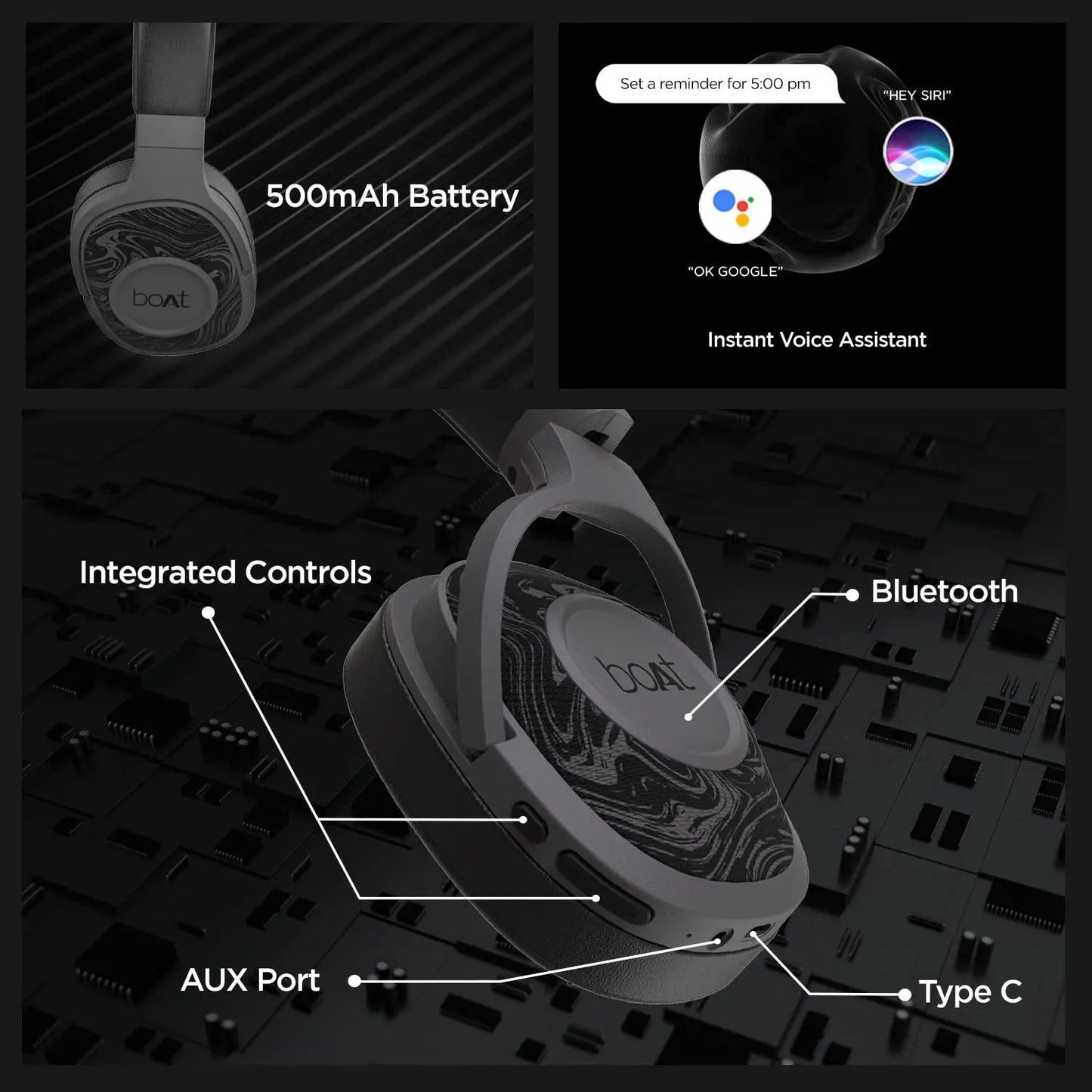 boAt Rockerz 558 Over Ear Bluetooth Headphones with Upto 20 Hours Playback, 50MM Drivers, Soft Padded Ear Cushions and Physical Noise Isolation(Black) - Nalanda Enterprises