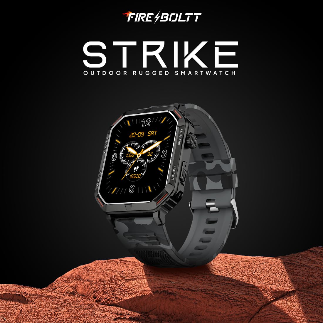 Fire-Boltt Strike Smart Watch 1.95” AMOLED Display, 800 NITS Brightness, 123 Sports Modes, Bluetooth Calling, Always On Mechanism