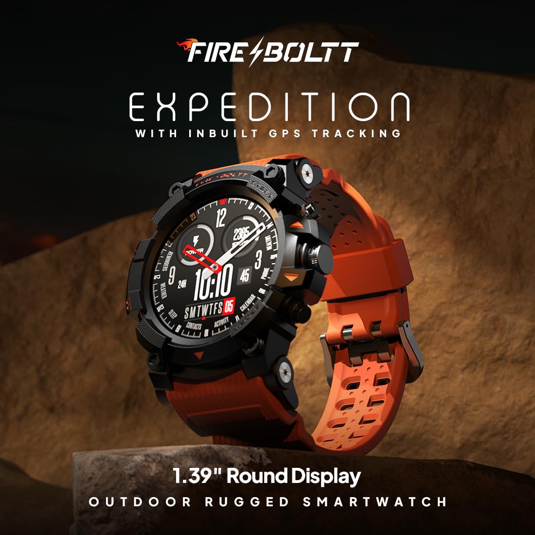 Fire-Boltt Expedition Smartwatch 1.39" Full Touch GPS Tracking Smart Watch Bluetooth Calling, 100+ Sports Modes, 360 * 360 Pixel High Resolution, Health Suite & Rugged Outdoor Built