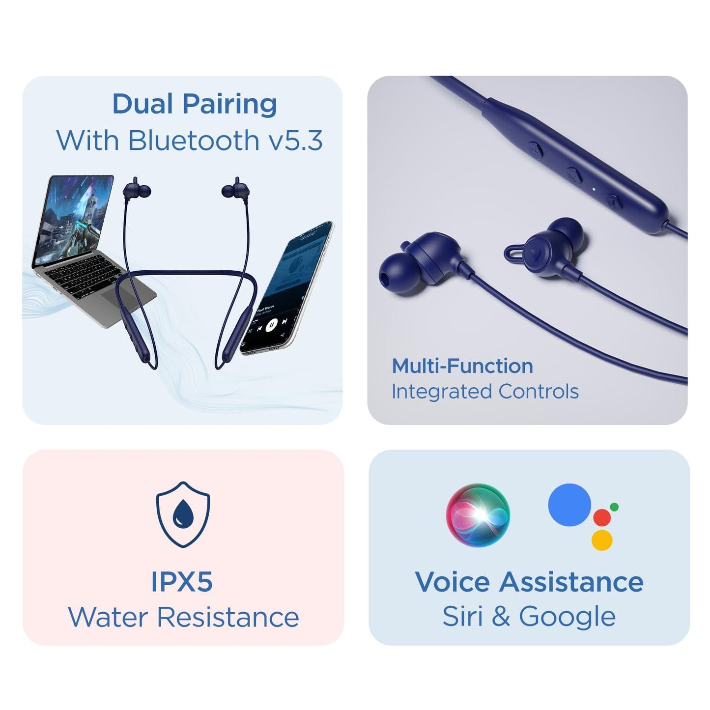 boAt Rockerz 109 Bluetooth Neckband with 40 hrs Playback,ENx Technology, Beast Mode (60ms), Magnetic Buds, Dual Pairing, ASAP Charge, IPX5 Water Resistance(Active Black) - Nalanda Enterprises