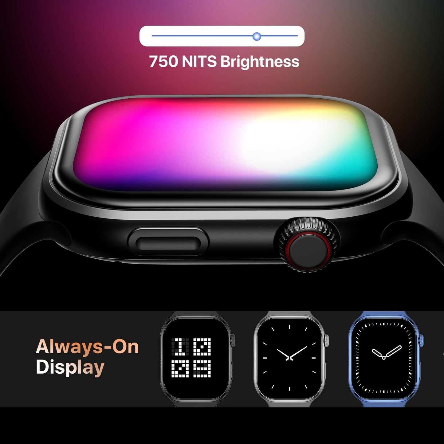 Fire-Boltt Brillia Pro Smart Watch with 51.3mm (2.02 inch) AMOLED Display, Bluetooth Calling, SpO2, Heart Rate Monitoring, 120+ Sports Modes, IP67 Waterproof, Long Battery Life (Black Wave)
