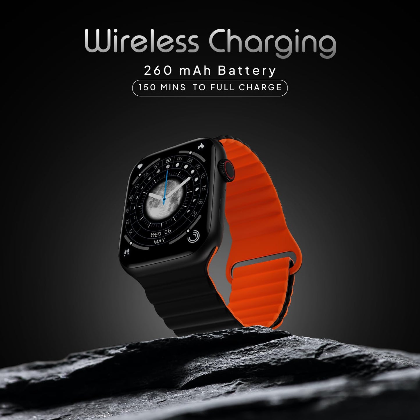 Boltt Newly Launched Vogue Large 2.05" Display Smart Watch, Always On Display, Wireless Charging, App Based GPS with Bluetooth Calling & 500+ Watch Faces (Loop Orange)