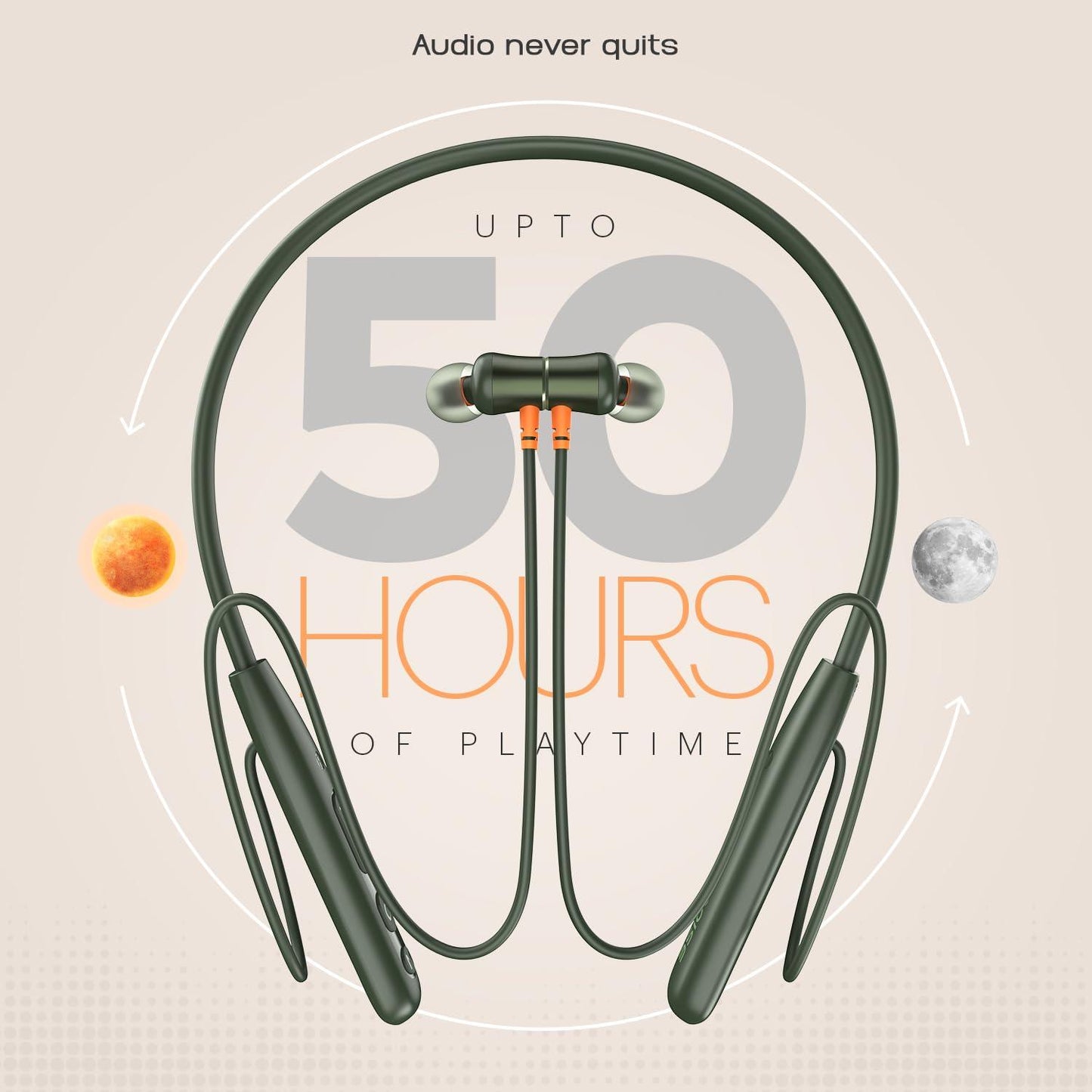 Noise Airwave Bluetooth in Ear Neckband with 50H of Playtime, 3 EQ Modes, ENC for Calling, Low Latency(Upto 50ms), 10mm Driver, BT v5.3(Jet Black) - Nalanda Enterprises