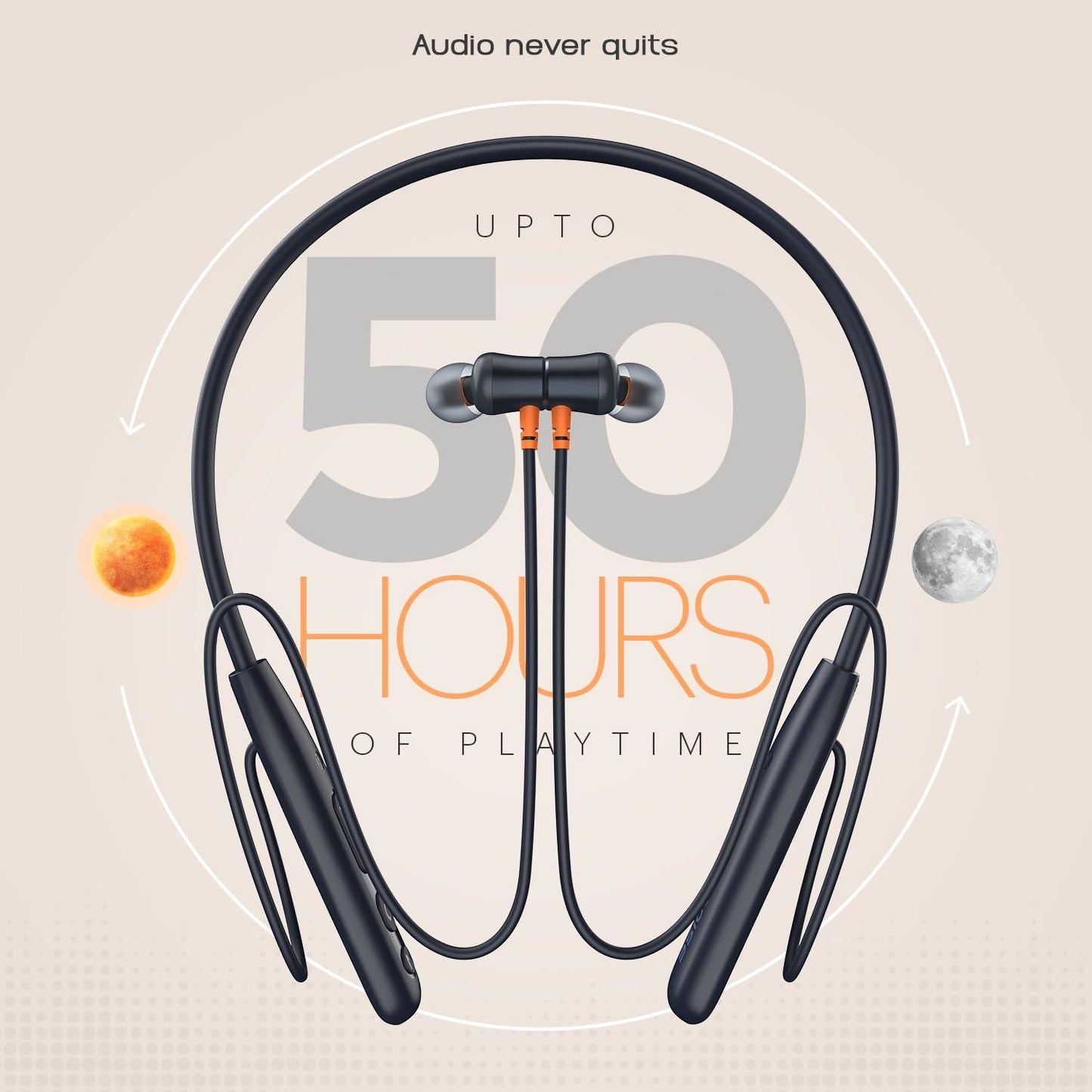 Noise Airwave Bluetooth in Ear Neckband with 50H of Playtime, 3 EQ Modes, ENC for Calling, Low Latency(Upto 50ms), 10mm Driver, BT v5.3(Jet Black) - Nalanda Enterprises