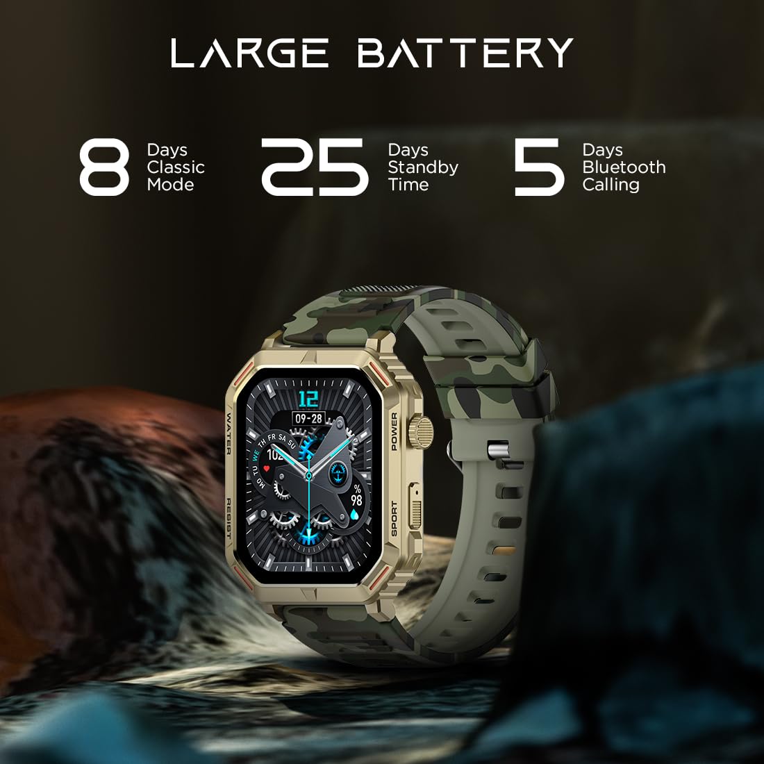 Fire-Boltt Strike Smart Watch 1.95” AMOLED Display, 800 NITS Brightness, 123 Sports Modes, Bluetooth Calling, Always On Mechanism