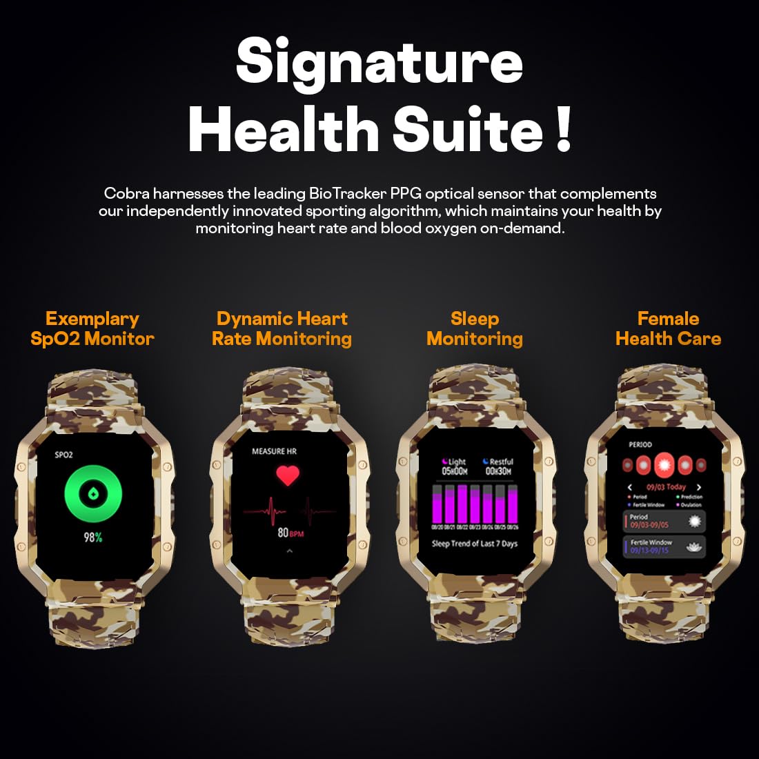 Fire-Boltt Strike Smart Watch 1.95” AMOLED Display, 800 NITS Brightness, 123 Sports Modes, Bluetooth Calling, Always On Mechanism