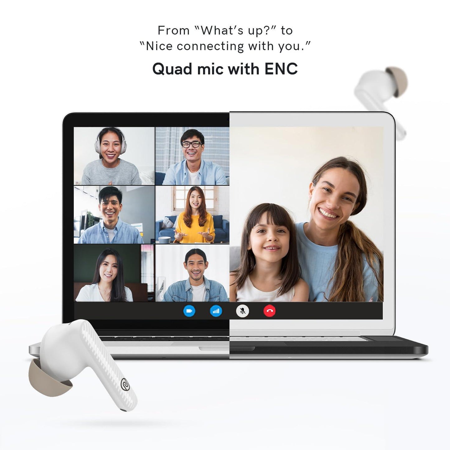 Noise Aura Buds in-Ear Truly Wireless Earbuds with 60H of Playtime, Quad Mic with ENC, Dual Device Pairing, Instacharge(10 min=150 min),12mm Polymer Composite Driver,BT v5.3(Aura White) - Nalanda Enterprises